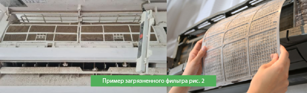 Пример загрязненного фильтра внутреннего блока схема №2